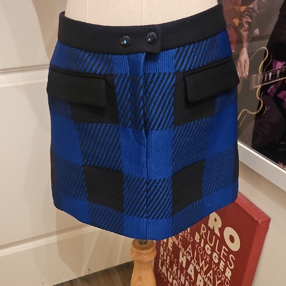 rag & bone Dresses & Skirts - Rag & Bone Blue and Black Plaid Mini Skirt with Front Flap Pockets